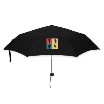 Retro Vintage Kaktus - Regenschirm (klein) - Schwarz - Vorne