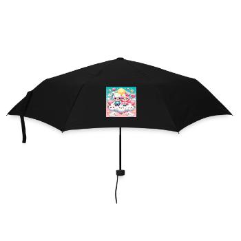 Cartoon Paar - Regenschirm (klein) - Schwarz - Vorne