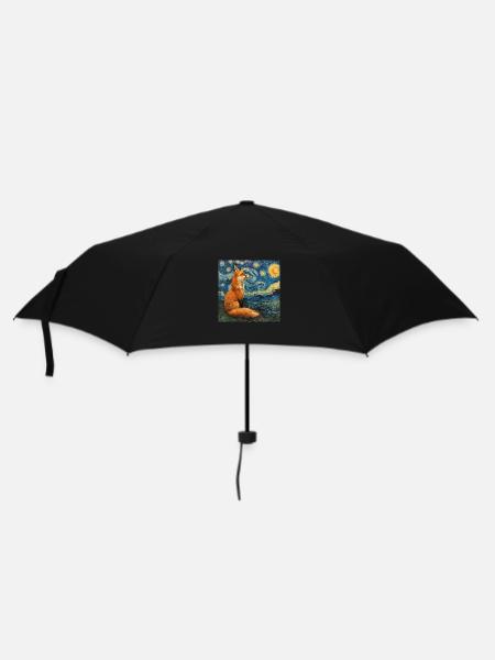 fuchs, füchse, van gogh, sternennacht - Regenschirm (klein) - Schwarz