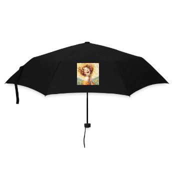 Young laughing girl - Regenschirm (klein) - Schwarz - Vorne