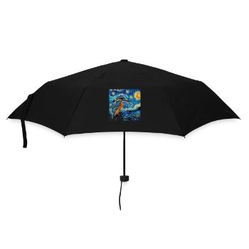 Kingfisher, Bird, Animal, Van Gogh, Starry Night - Umbrella (small) - black - Front