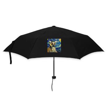 Lemur, Animal, Van Gogh, Starry Night - Umbrella (small) - black - Front