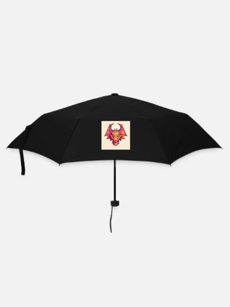 Dragon de dessin animé rouge - Parapluie standard - noir
