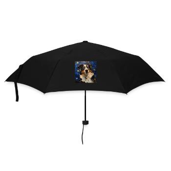 Australian Shepherd, dog, van gogh, starry night - Umbrella (small) - black - Front