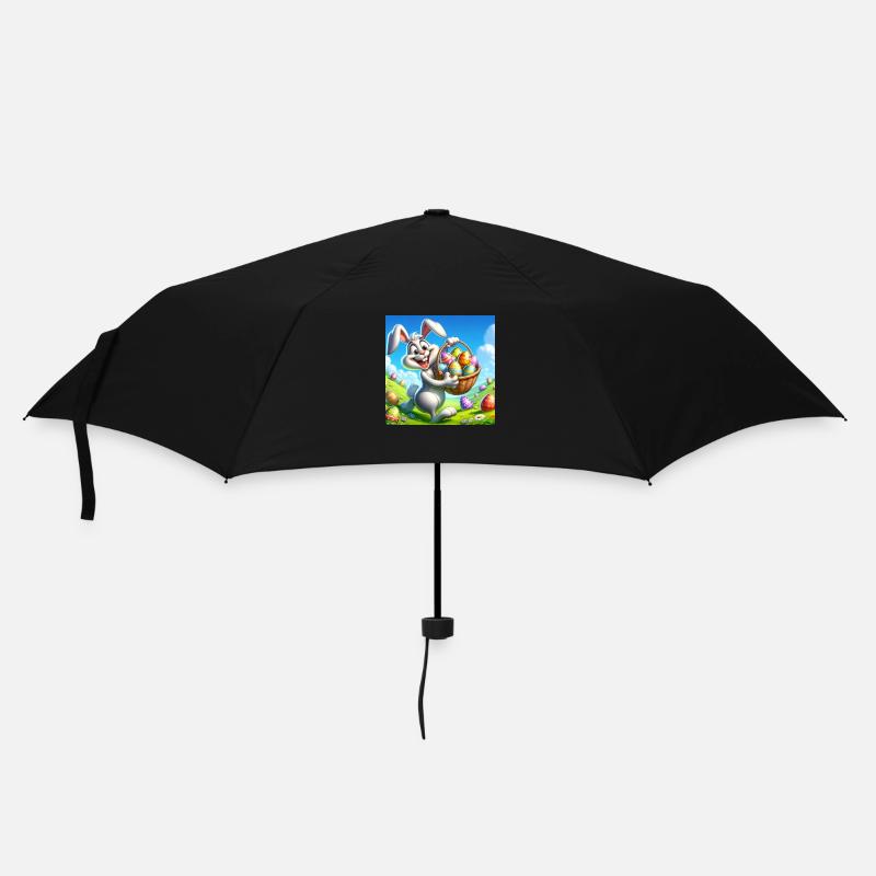 a cheerful easter bunny on a green meadow - Umbrella (small) - black