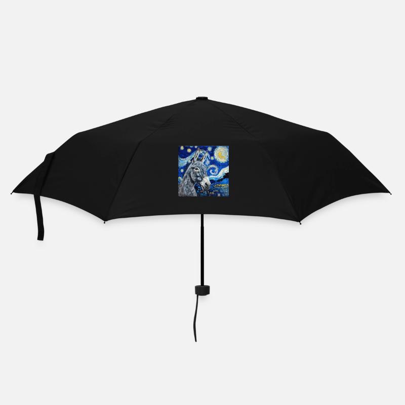 esel, van gogh, sternennacht, geschenk - Regenschirm (klein) - Schwarz