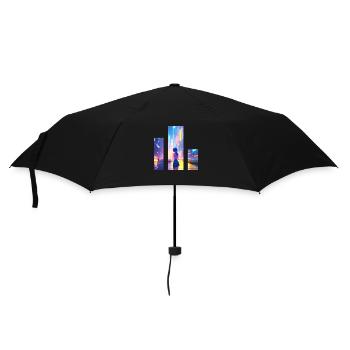 Mädchen in der Stadt - Regenschirm (klein) - Schwarz - Vorne