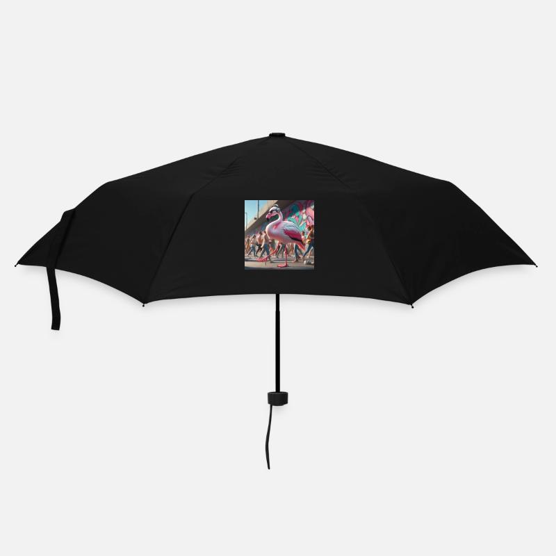 Flamingo Walk - Regenschirm (klein) - Schwarz