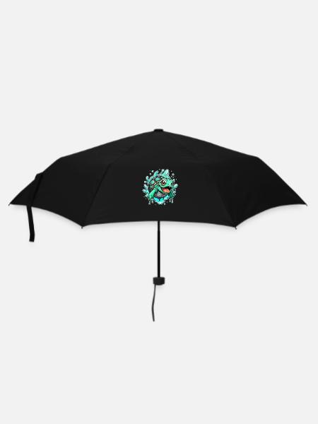 happy turtel - Regenschirm (klein) - Schwarz
