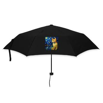 Chat, Motif De Chat, Van Gogh, Nuit Étoilée - Parapluie standard - noir - Devant