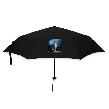 Cat, cat motif, van gogh, starry night - Umbrella (small) - black - Front
