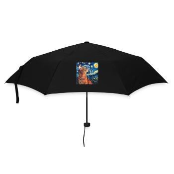 Cat, Cat Motif, Van Gogh, Starry Night - Umbrella (small) - black - Front