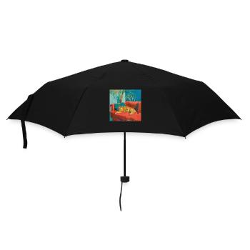 Katze, katzenmotiv, popart, geschenk, geschenkidee - Regenschirm (klein) - Schwarz - Vorne