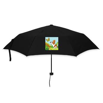 Curious Papillon Investigating a Butterfly - Umbrella (small) - black - Front
