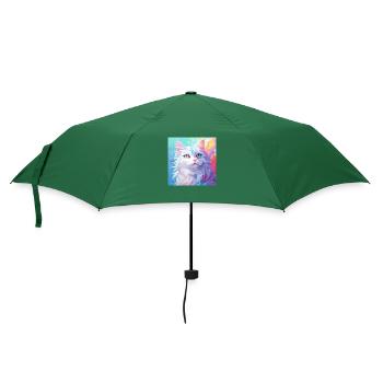 Katze, katzenmotiv, anime, geschenk, geschenkideen - Regenschirm (klein) - Flaschengrün - Vorne