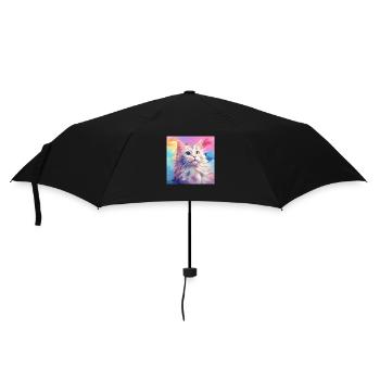 Katze, katzenmotiv, anime, geschenk, geschenkideen - Regenschirm (klein) - Schwarz - Vorne