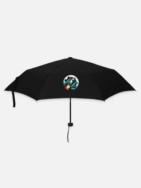 Retro Rocket and Planets - Umbrella (small) - black