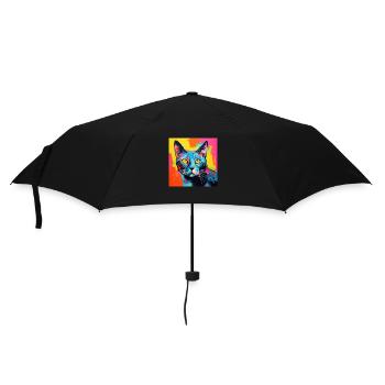 Chat, motif chat, pop art, cadeau, idée cadeau - Parapluie standard - noir - Devant