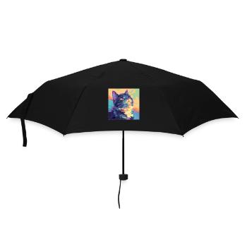 Cat, Cat Motif - Umbrella (small) - black - Front