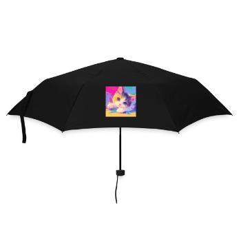 Katze, katzenmotiv - Regenschirm (klein) - Schwarz - Vorne
