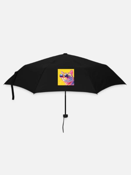 Cat, Cat Motif - Umbrella (small) - black
