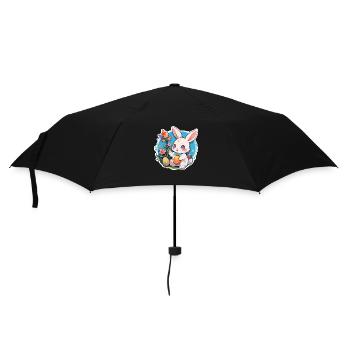 Easter bunny sitting with easter eggs - Umbrella (small) - black - Front