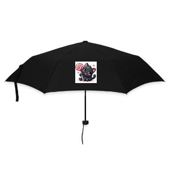 Sweet Kitty noir gai avec sucette et coeurs - Parapluie standard - noir - Devant