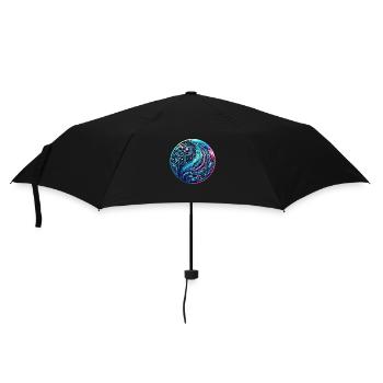 Holographic design with electric glitches - Umbrella (small) - black - Front