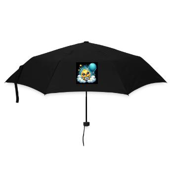 Space chick with blue balloon on a cloud - Umbrella (small) - black - Front