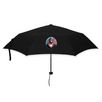 Lustiges Comic Gorilla - Regenschirm (klein) - Schwarz - Vorne