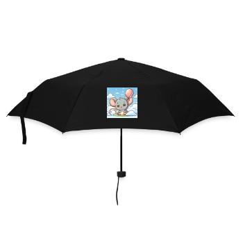 Süsse Maus mit einem Ballon auf einer Wolke - Regenschirm (klein) - Schwarz - Vorne