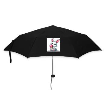 Lapin mignon assis sur de la crème glacée molle en train de manger. Été 2024 - Parapluie standard - noir - Devant