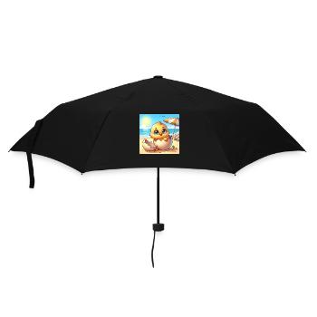 Sweet chick hatches out of the egg on the beach - Umbrella (small) - black - Front