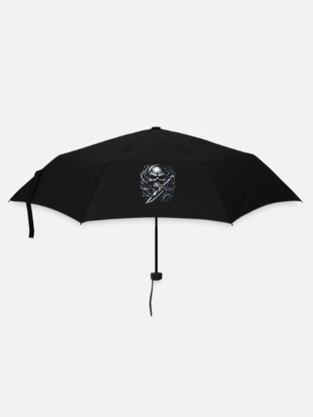 Totenkopf mit Messer - Regenschirm (klein) - Schwarz