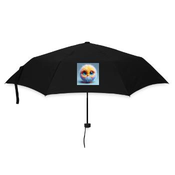 Poussin 3d moelleux avec de grands yeux en bleu - Parapluie standard - noir - Devant