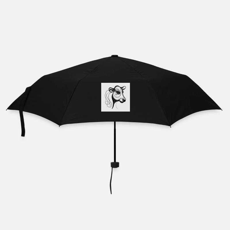 Kuh gezeichnet - Regenschirm (klein) - Schwarz