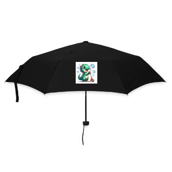 Dino in turquoise with soap bubbles and roller - Umbrella (small) - black - Front