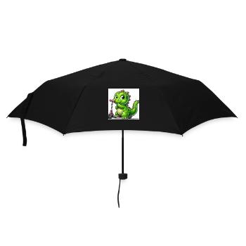 Dino green on a scooter - Umbrella (small) - black - Front