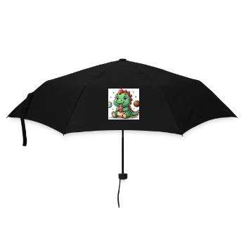 Dino petit avec muffin et biscuit - Parapluie standard - noir - Devant