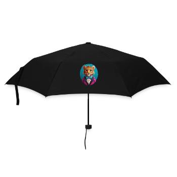 Lustiges Comic Tiger - Regenschirm (klein) - Schwarz - Vorne