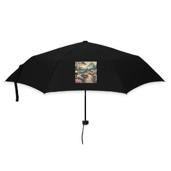 Japan Vintage Azaleen Laternen - Regenschirm (klein) - Schwarz - Vorne