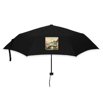 Japon Vintage Pont en Bois - Parapluie standard - noir - Devant
