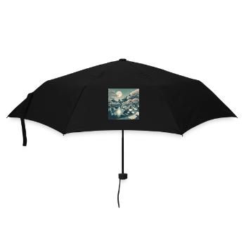 Japan Vintage Nachtszene - Regenschirm (klein) - Schwarz - Vorne