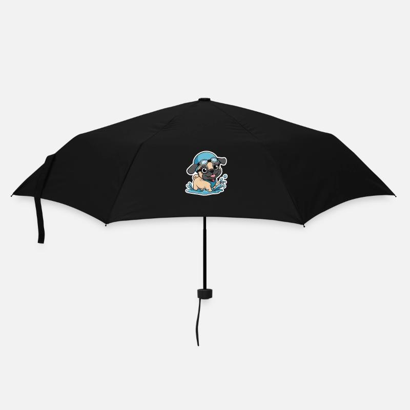 Pug Swimming Party: Splash Fun with Puppy! - Umbrella (small) - black
