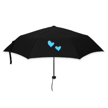 two hearts heart symbol love blue - Umbrella (small) - black - Front