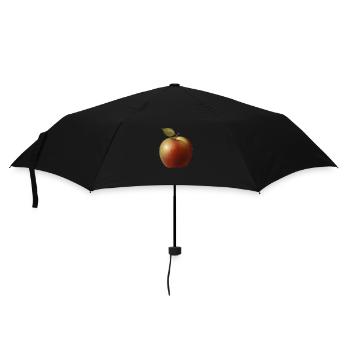 Apfel mit grünen Blatt - Regenschirm (klein) - Schwarz - Vorne