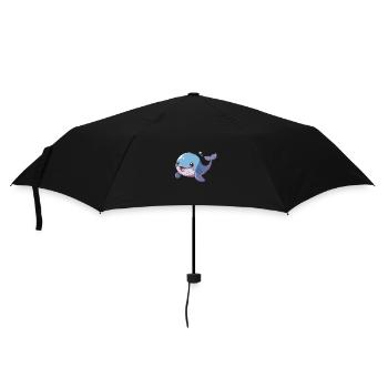 Cute Smiling Whale Caricature - Umbrella (small) - black - Front