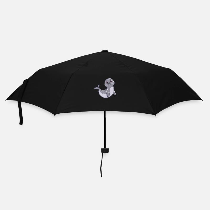 Niedlicher Seehund Winkt Dir Zu - Regenschirm (klein) - Schwarz