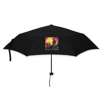 80er Jahre Anime Typ beruhigender hochwertiger Modedruck - Regenschirm (klein) - Schwarz - Vorne