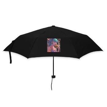 80s anime girl calming high quality fashion print - Umbrella (small) - black - Front